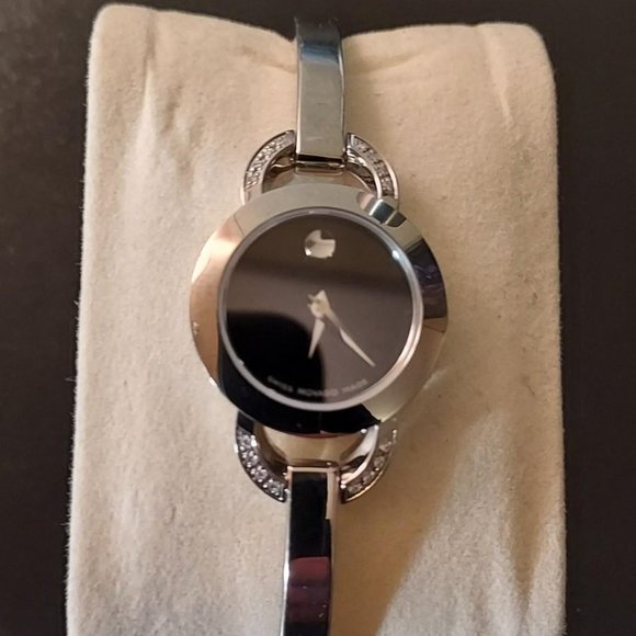 Movado Accessories - WOMENS MOVADO BLACK FACE WITH DIAMONDS